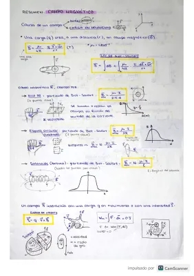 Campo Magnético Fórmulas y Ejemplos - 2 Bachillerato Resumen y Apuntes PDF