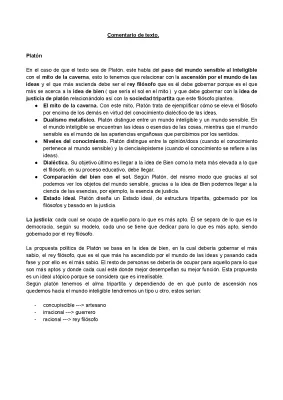 Comentario de texto Platón: Mito de la Caverna y La República