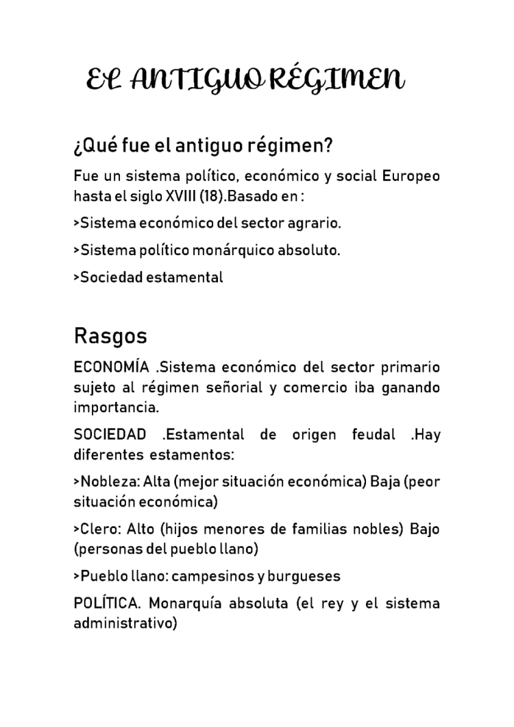 El antiguo régimen 