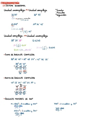 Ejercicios resueltos de trigonometría y sistema sexagesimal para primaria y ESO