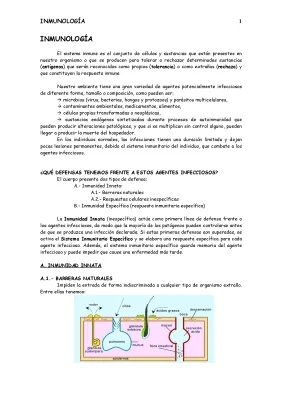 Introducción a la inmunología: Resumen y temas para 2º de bachillerato