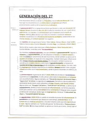 Características y obras de la Generación del 27: Resumen para 2 bachillerato