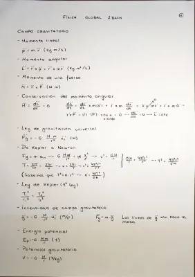 Formulario Física 2 Bachillerato PDF: Campo Gravitatorio y Eléctrico, Ley de Coulomb, Física Cuántica y Relativista