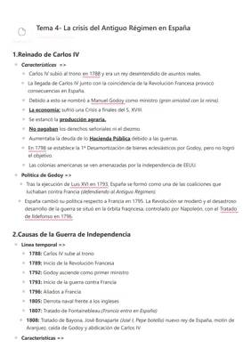 Resumen fácil de La Crisis del Antiguo Régimen y la Guerra de Independencia Española