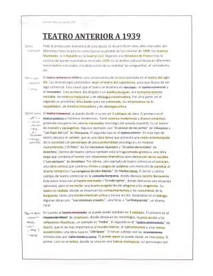 Teatro anterior a 1936 y 1939 - Contexto y Resúmenes para 2º Bachillerato