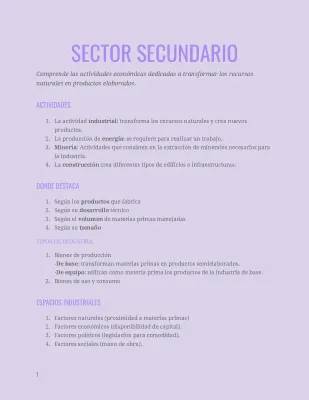 sector secundario y terciario