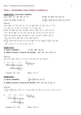 Ejercicios Resueltos de Polinomios y Fracciones Algebraicas para 4 ESO