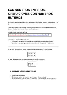 Operaciones con números enteros: ejercicios resueltos y más