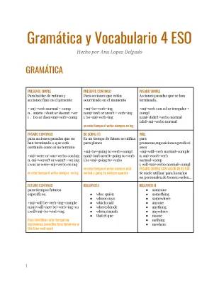 Guía de Tiempos Verbales y Lengua para 4º ESO - PDF con Soluciones