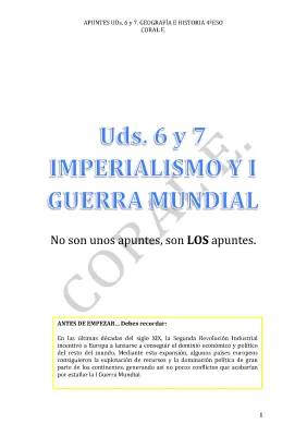 Apuntes 4 ESO: Imperialismo y Primera Guerra Mundial PDF