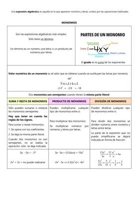 Ejercicios Resueltos de Monomios y Polinomios para 1 ESO