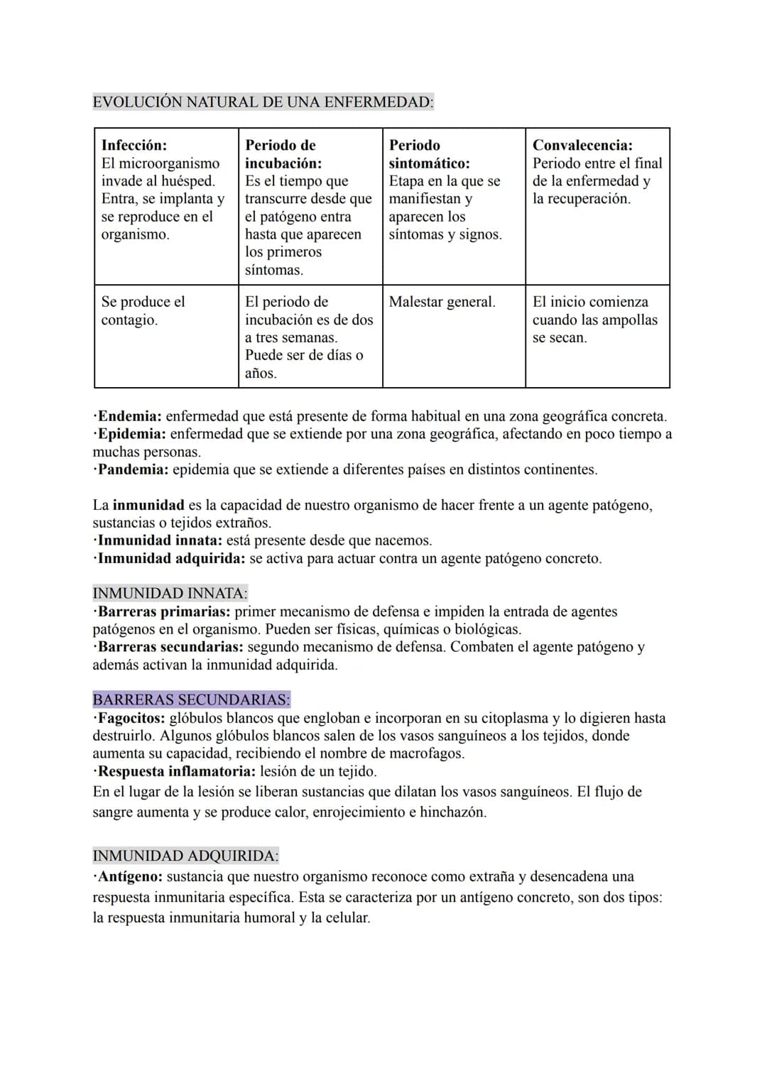 La salud y el sistema inmunitario:
La salud tiene tres componentes: físico, mental y social. Todos son necesarios para estar
sanos y están í