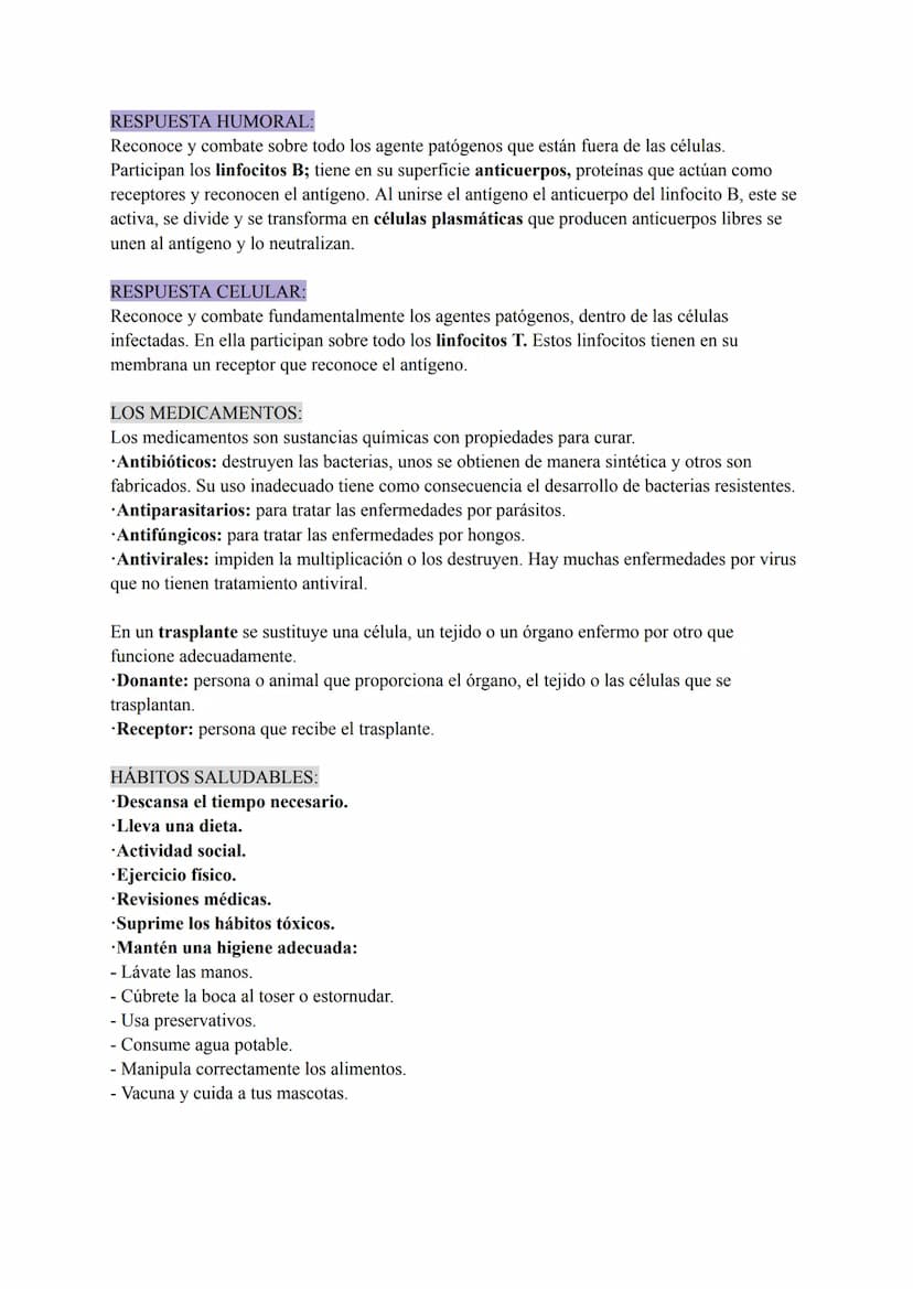 La salud y el sistema inmunitario:
La salud tiene tres componentes: físico, mental y social. Todos son necesarios para estar
sanos y están í