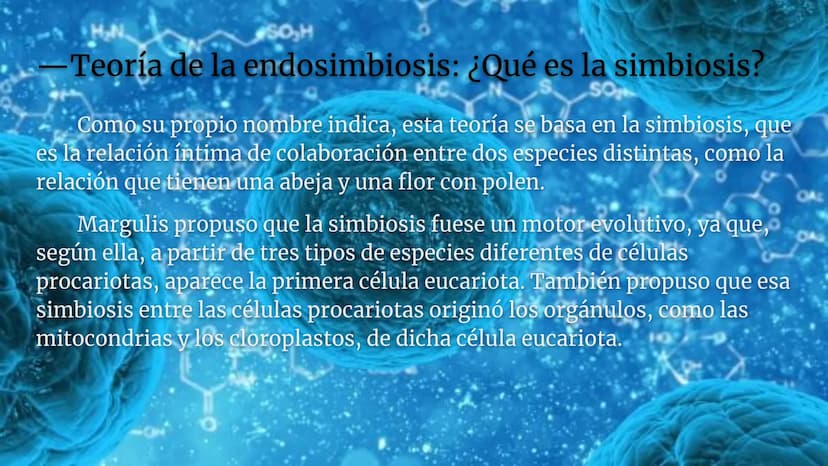 Lynn Margulis y la teoría de la
endosimbiosis
X -¿Quién fue Lynn Margulis?
Lynn Margulis fue una bióloga estadounidense famosa
por sus teorí