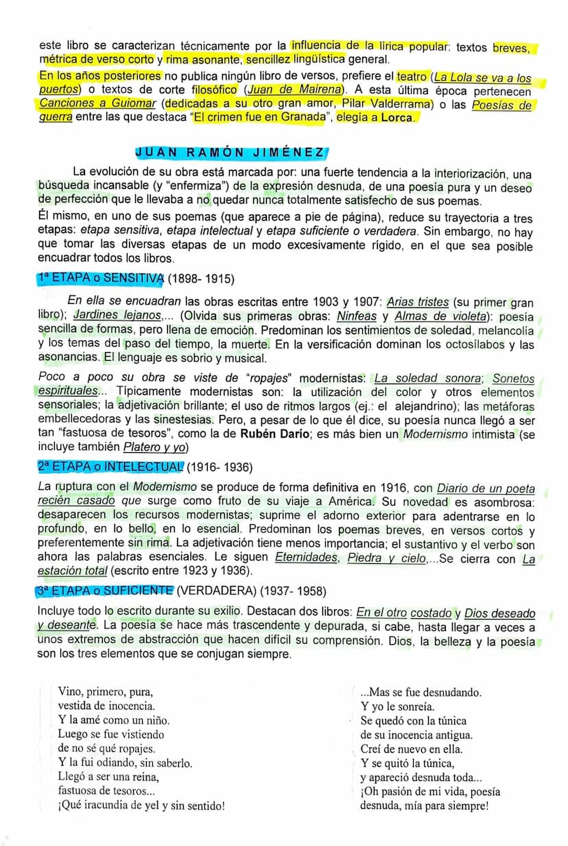LAS TRAYECTORIAS POÉTICAS DE ANTONIO MACHADO Y JUAN
RAMÓN JIMÉNEZ
Los dos autores tienen en común sus inicios dentro del Modernismo y que am