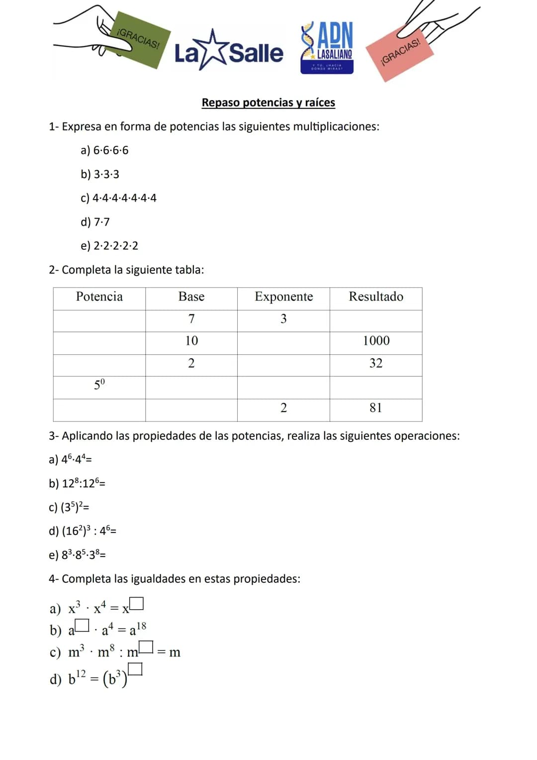Potencias y raices