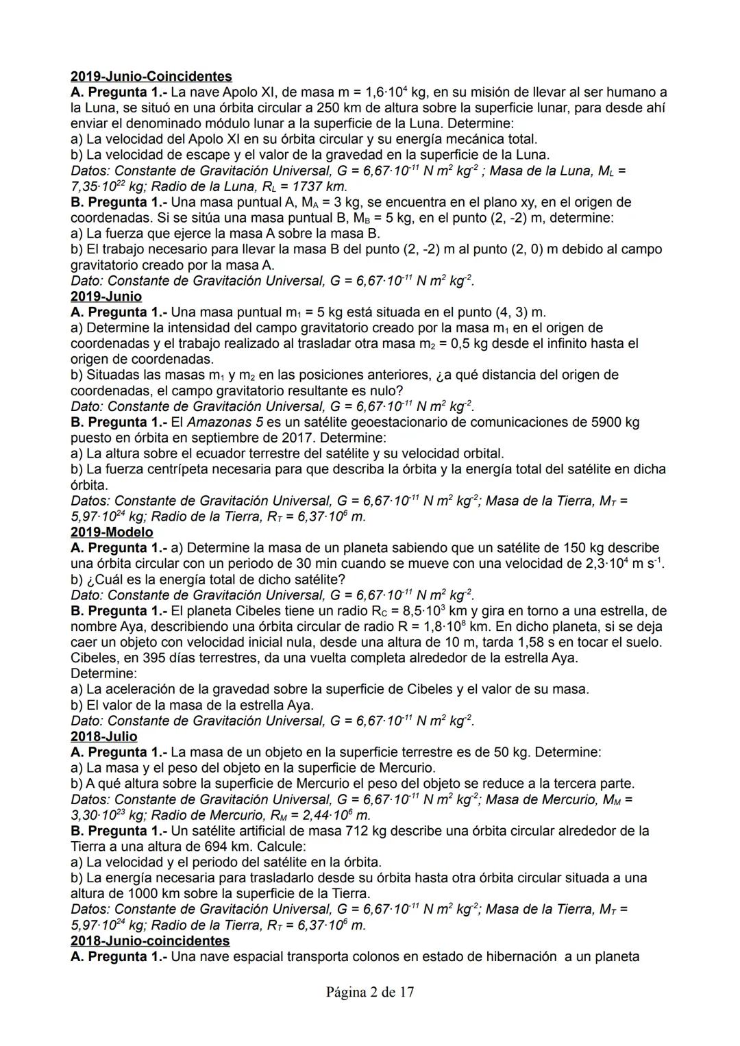 2020-Julio
A.1. Un satélite sigue una órbita circular sincrónica (es decir, del mismo periodo que el de rotación
del planeta) de radio 1,59-