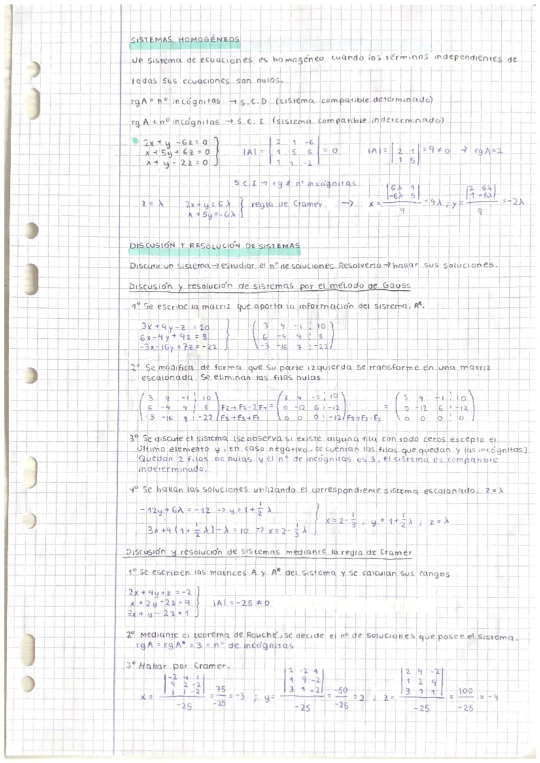 )
)
tema 3: Sistemas de ecuaciones lineales
SISTEMAS DE ECUACIONES LINEALES: MÉTODO DE GAUSS
Sistema compatible determinado (S.c.D) → 1 únic