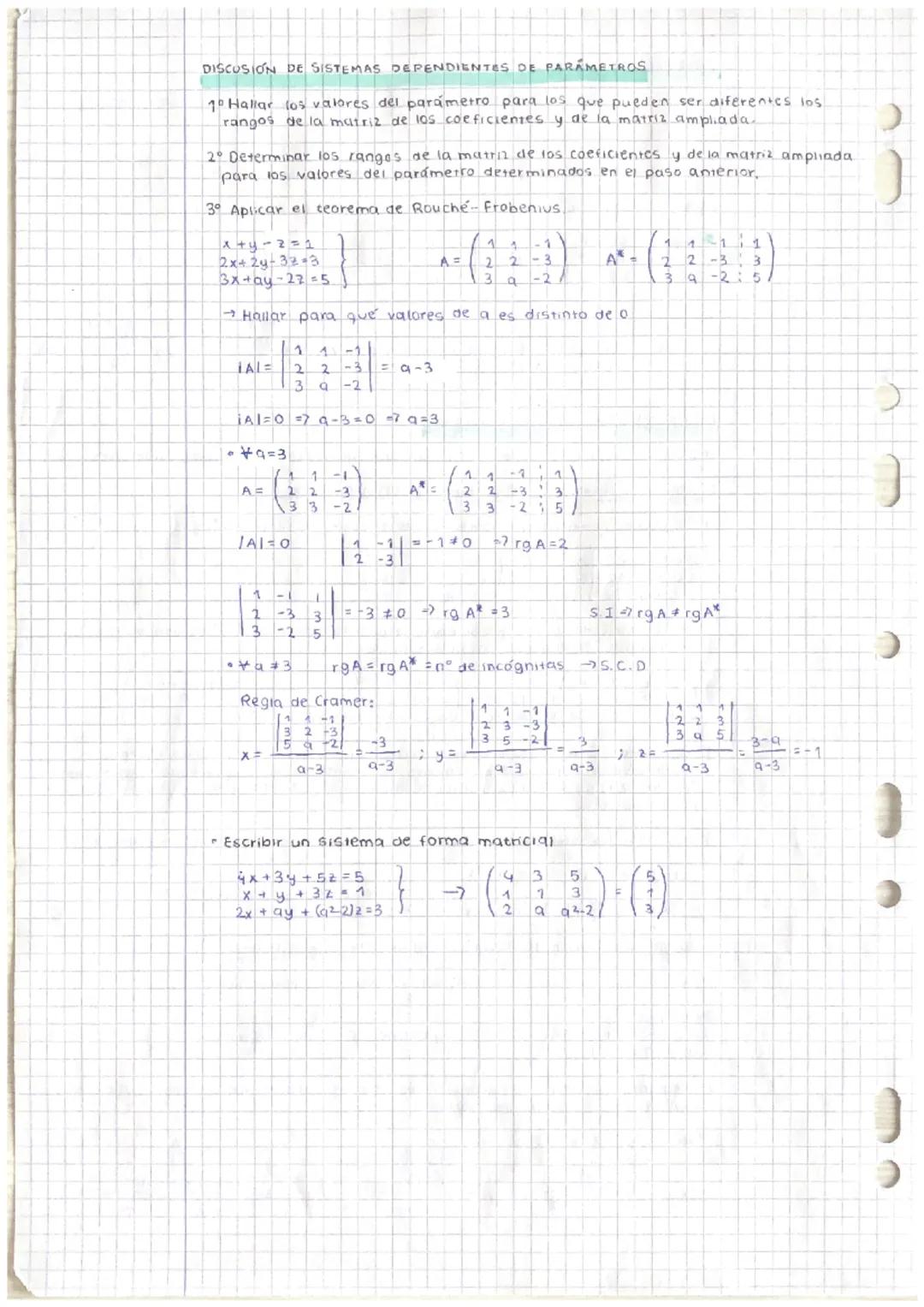 )
)
tema 3: Sistemas de ecuaciones lineales
SISTEMAS DE ECUACIONES LINEALES: MÉTODO DE GAUSS
Sistema compatible determinado (S.c.D) → 1 únic