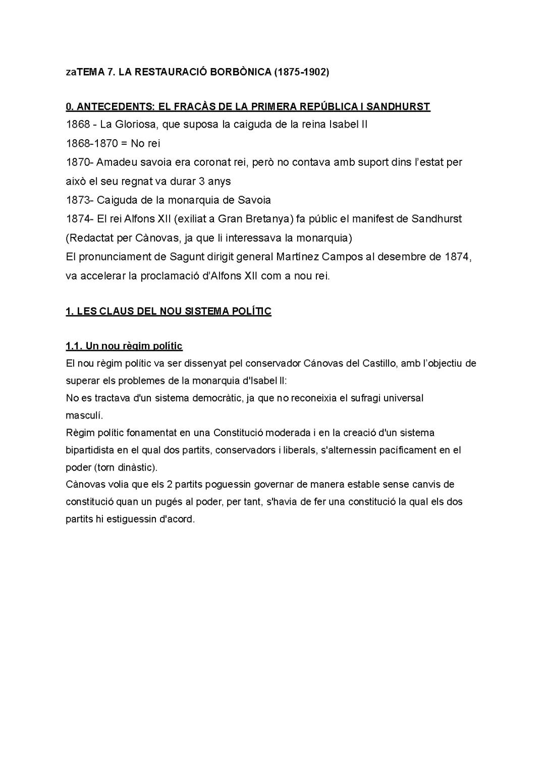 Resum restauració