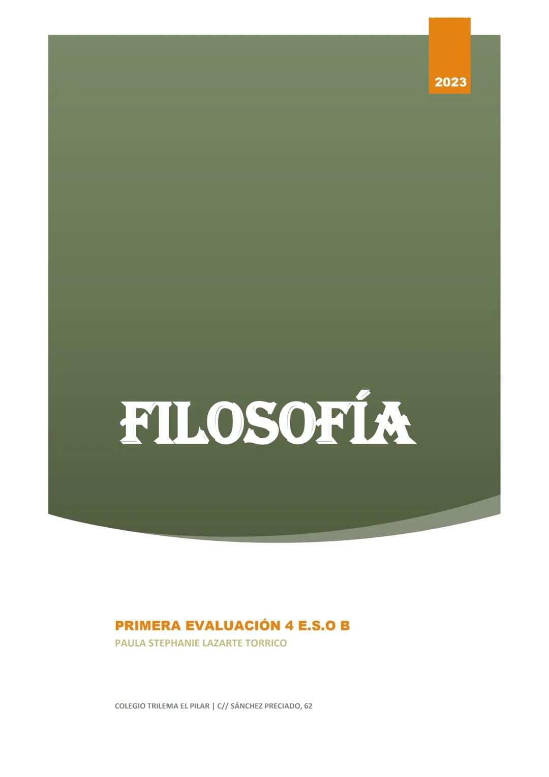 Apunt.Filosofía Teórica y Práctica; 4eso  PRIMERA EVALUACIÓN