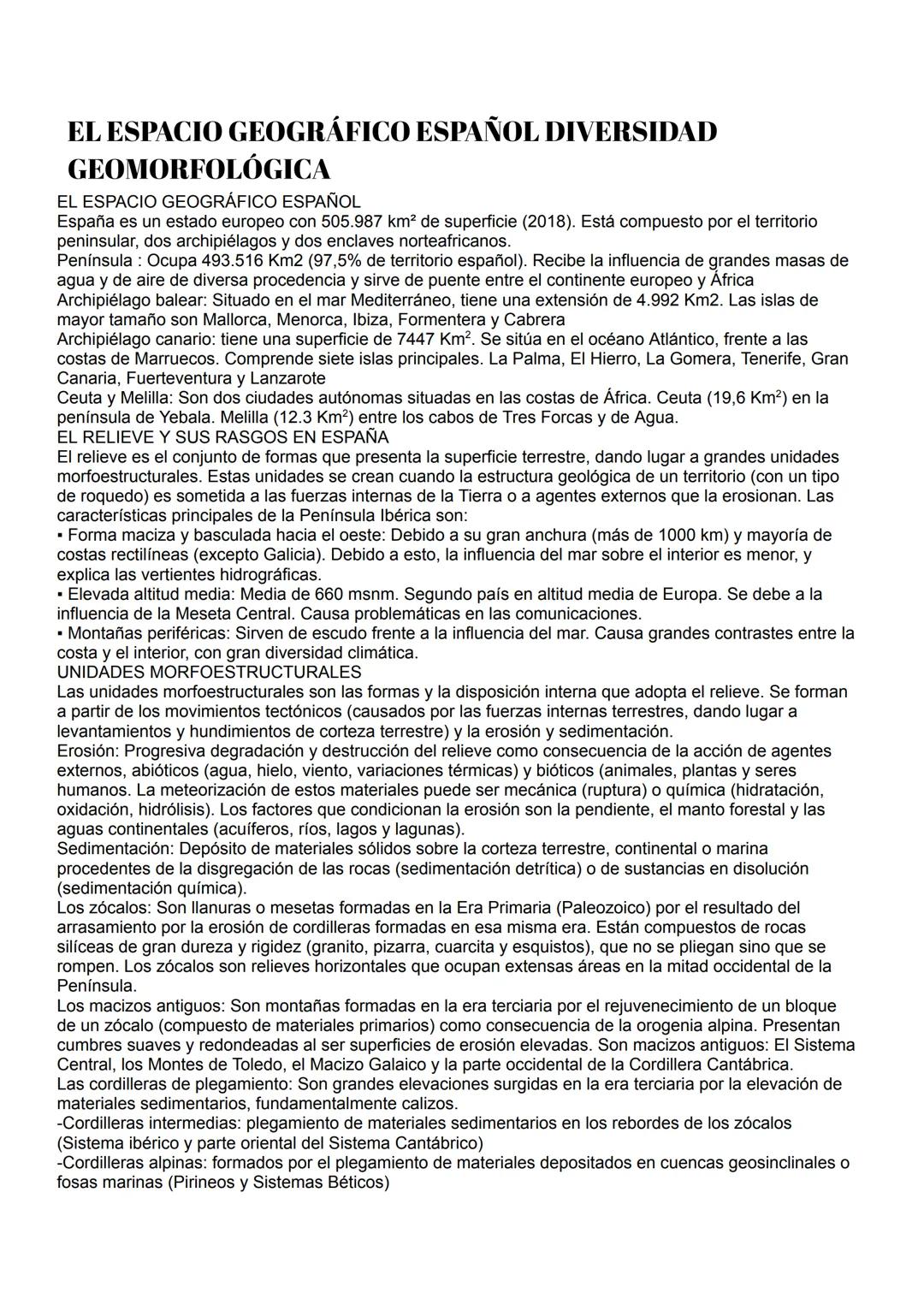 # EL ESPACIO GEOGRÁFICO ESPAÑOL DIVERSIDAD
GEOMORFOLÓGICA

EL ESPACIO GEOGRÁFICO ESPAÑOL
España es un estado europeo con 505.987 km² de supe