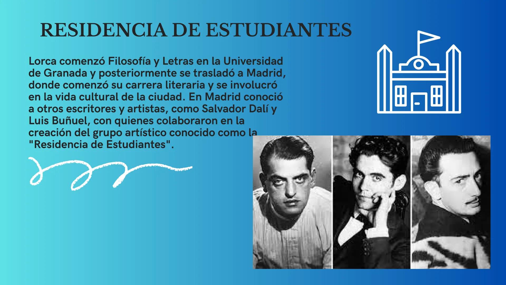 LORCA
Federico García Lorca fue un poeta,
dramaturgo y prosista español nacido el 5 de
junio de 1898 en Fuente Vaqueros, Granada.
Lorca es c