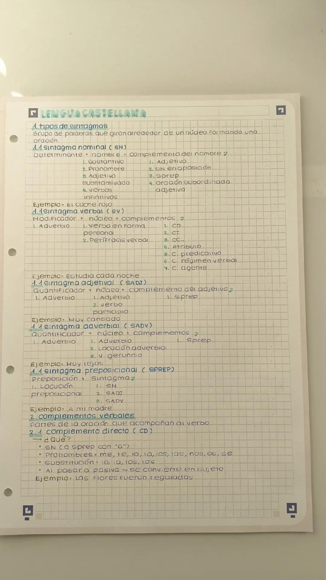 LENGUA GASTELLAMA
4. tipos de sintagmas
Grupo de palabras que giran airededor de un núdeo Formando una
oración
1.4 sintagma nominal (EN)
Det