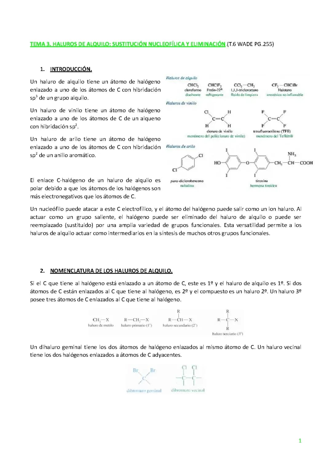 HALUROS DE ALQUILO: SUSTITUCIONES NUCLEOFILICAS Y ELIMINACIONES