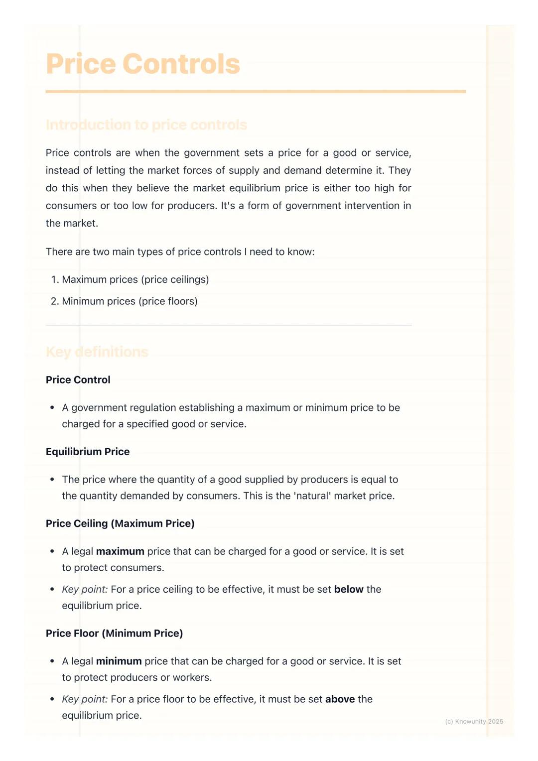 # Price Controls

Introduction to price controls

Price controls are when the government sets a price for a good or service,
instead of lett