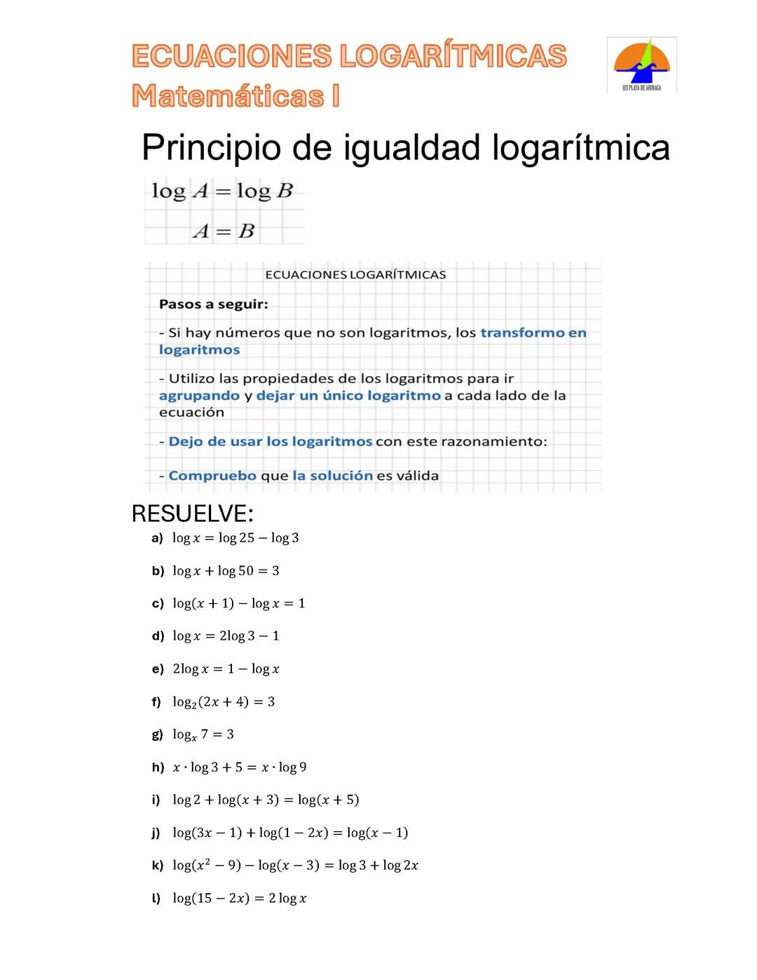 ecuaciones logarítmicas