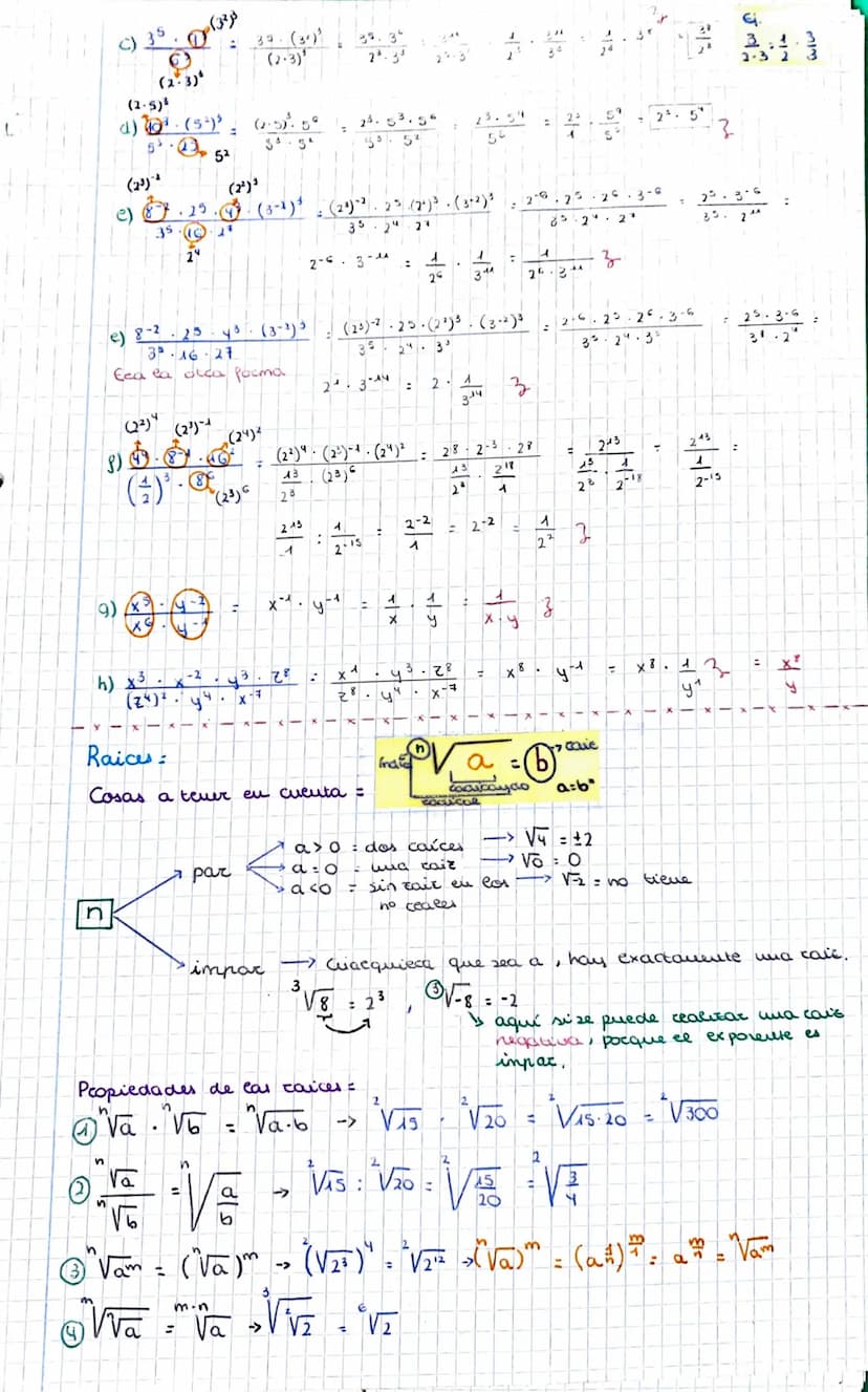 Radicales :
-Recordatorio de potencias:
•Propiedades
@an. am
an
am
3) (a^) m-an-m
3/a
Ⓒa
(a)
7²
(75) ³
4an. b² = (a.b)" -> 6³
Ⓒ(a)*
2
= an-m