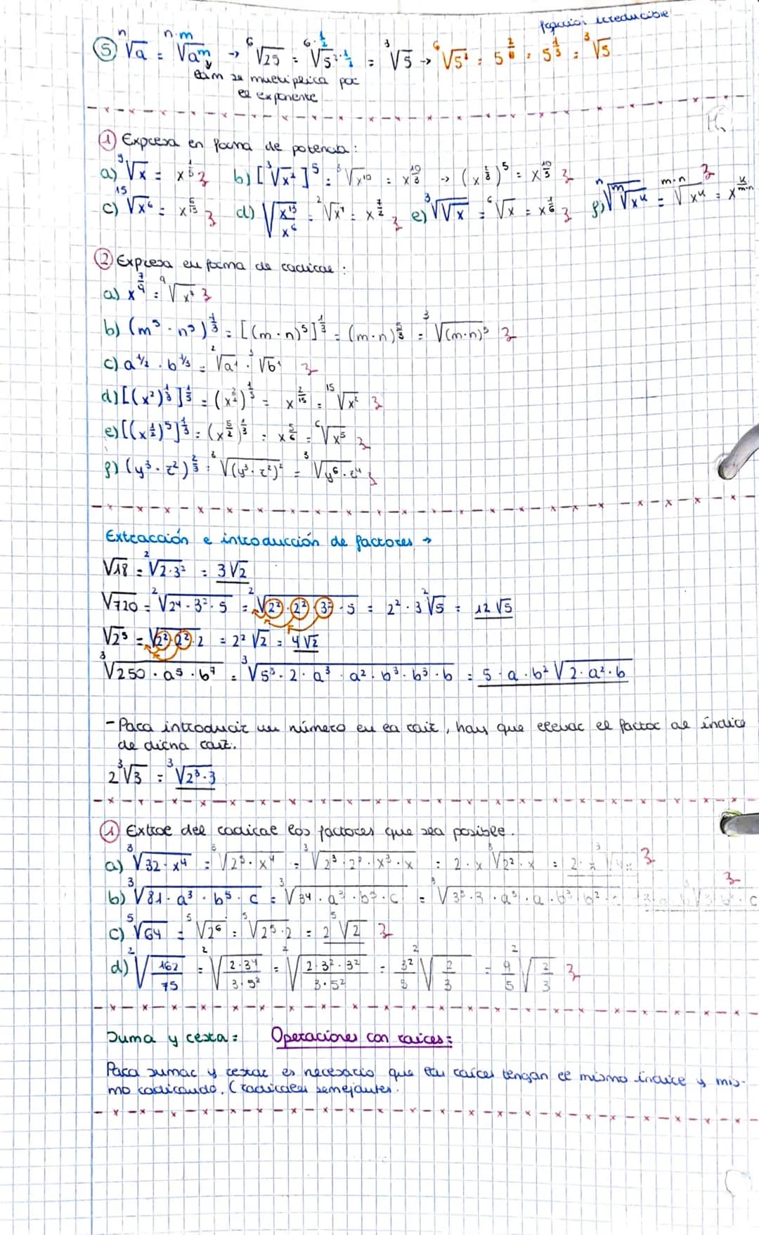Radicales :
-Recordatorio de potencias:
•Propiedades
@an. am
an
am
3) (a^) m-an-m
3/a
Ⓒa
(a)
7²
(75) ³
4an. b² = (a.b)" -> 6³
Ⓒ(a)*
2
= an-m