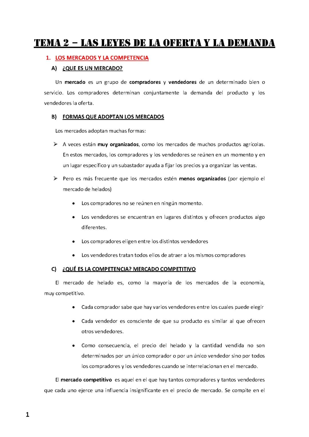 Leyes de oferta y demanda. Tema 2