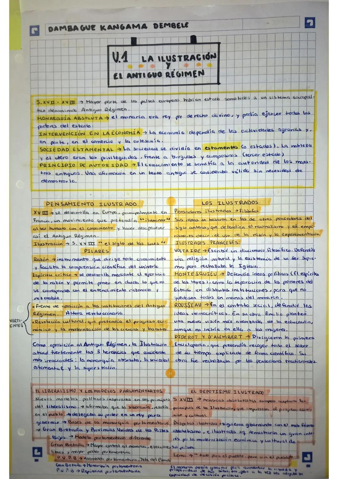 VERTI-
ENTES
DAMBA GUE KANGAMA DEMBELE
V.1 LA ILUSTRACIÓN
EL ANTIGUO RÉGIMEN
sometidos a un sistema sociopoil-
S.XVII-XVITI > Mayor parte de