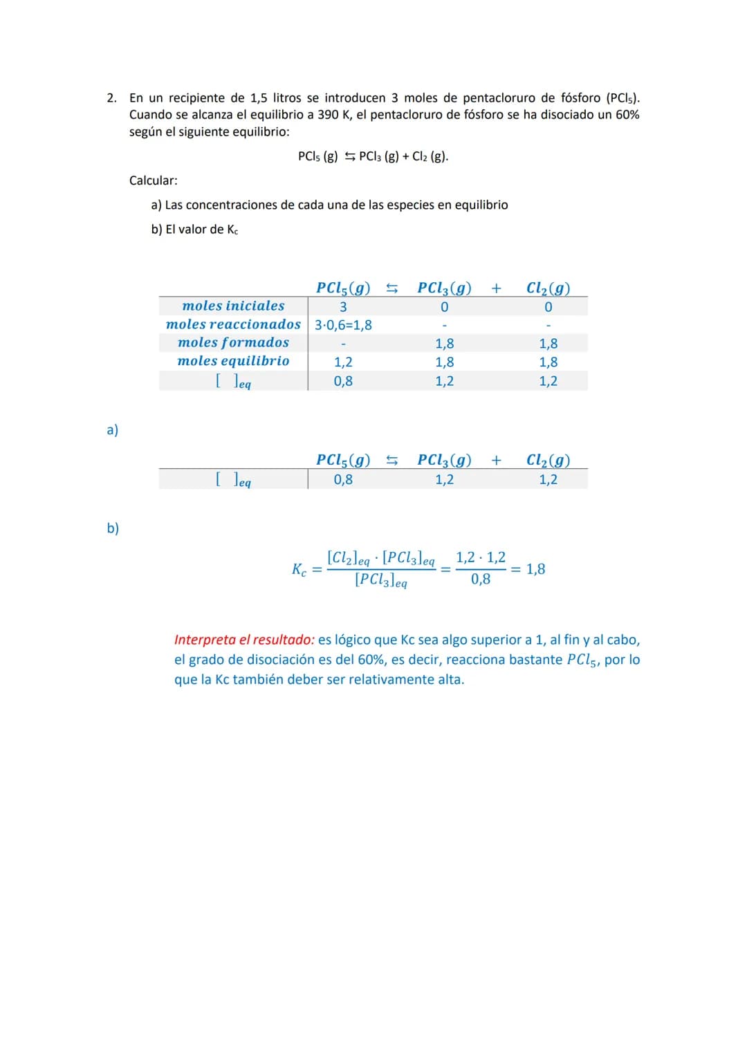 Tipos de Problemas de Equilibrio
Nota: el que nos puedan pedir tantas cosas no implica que necesariamente nos las pidan todas,
nos pedirán p