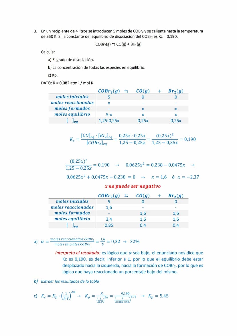 Tipos de Problemas de Equilibrio
Nota: el que nos puedan pedir tantas cosas no implica que necesariamente nos las pidan todas,
nos pedirán p