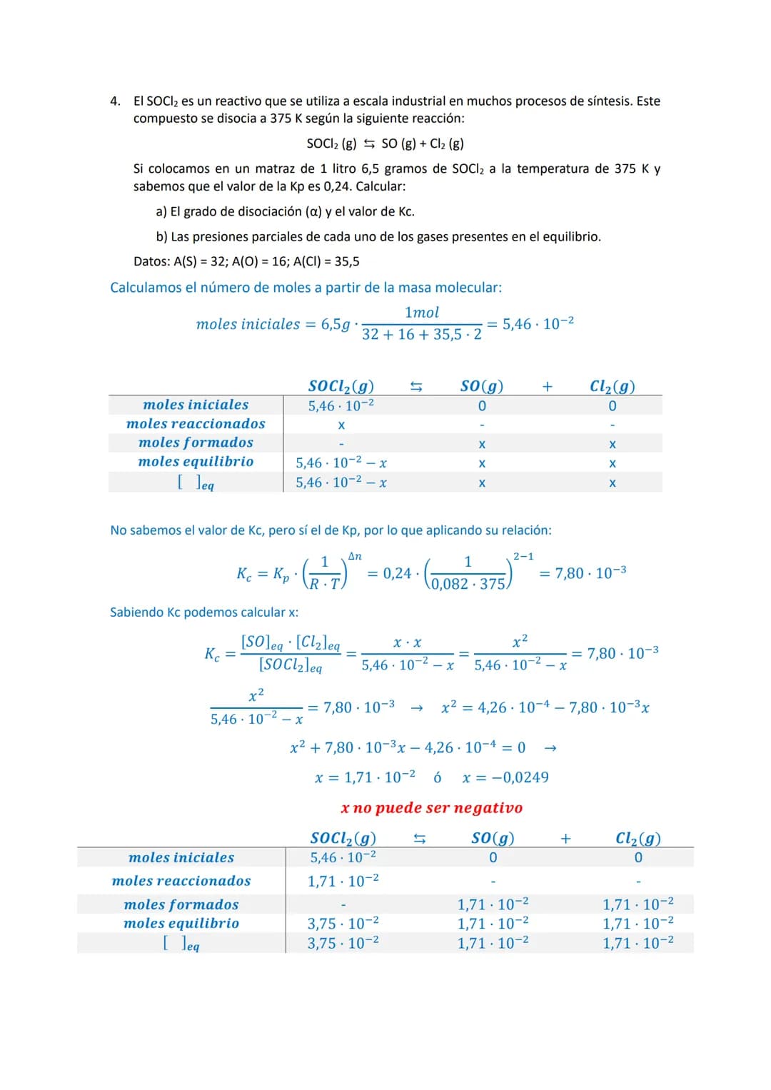 Tipos de Problemas de Equilibrio
Nota: el que nos puedan pedir tantas cosas no implica que necesariamente nos las pidan todas,
nos pedirán p