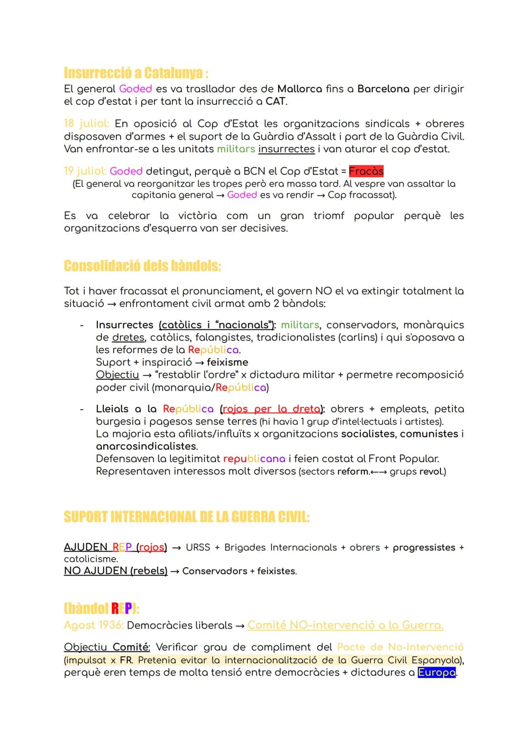 HISTÒRIA T4: La Guerra Civil
CAUSES:
Desequilibris socioeconòmics d'ESP.
Oposició grups socials privilegiats → reformisme Republicà.
Privile