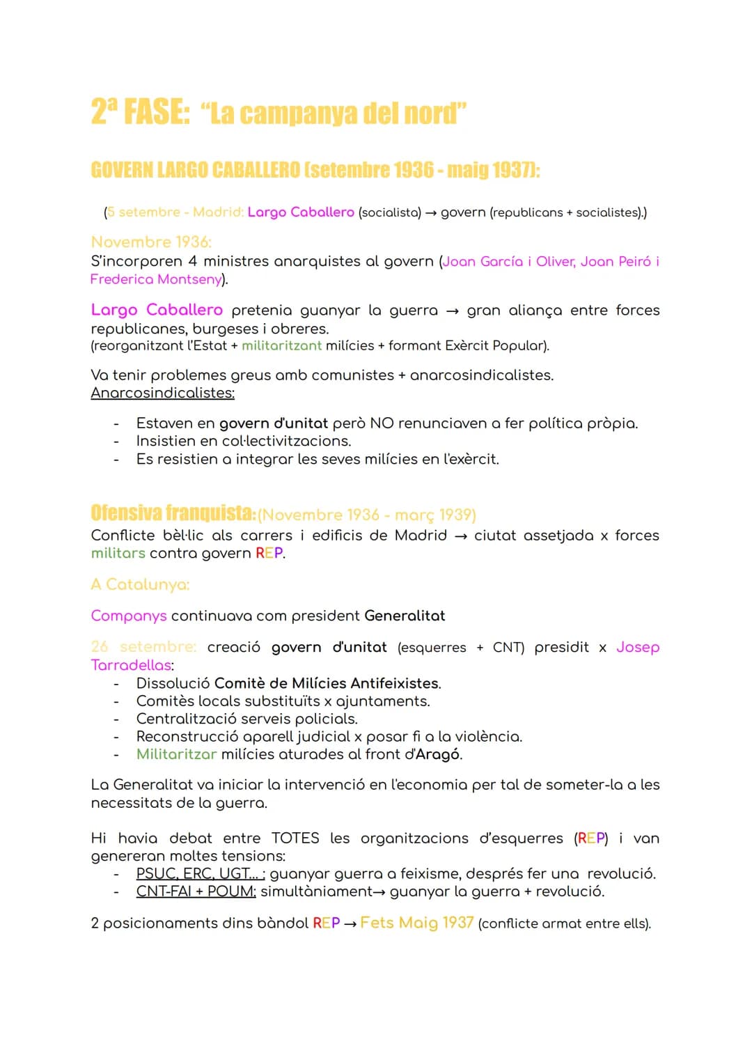 HISTÒRIA T4: La Guerra Civil
CAUSES:
Desequilibris socioeconòmics d'ESP.
Oposició grups socials privilegiats → reformisme Republicà.
Privile