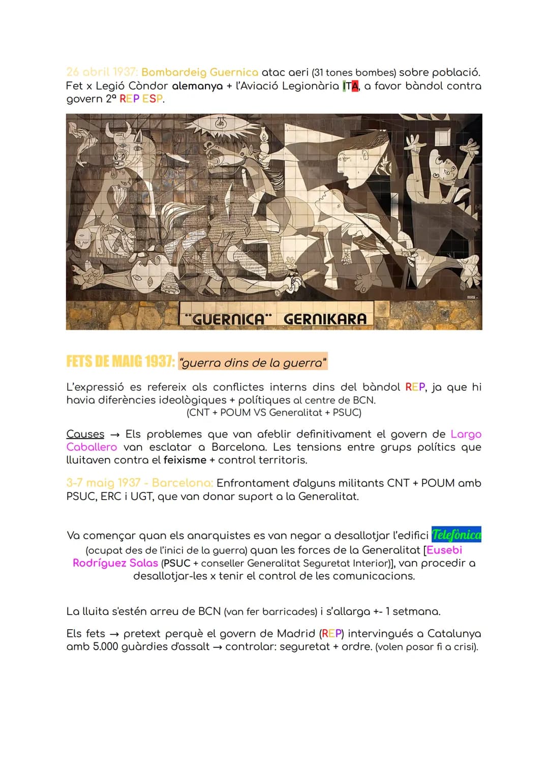 HISTÒRIA T4: La Guerra Civil
CAUSES:
Desequilibris socioeconòmics d'ESP.
Oposició grups socials privilegiats → reformisme Republicà.
Privile