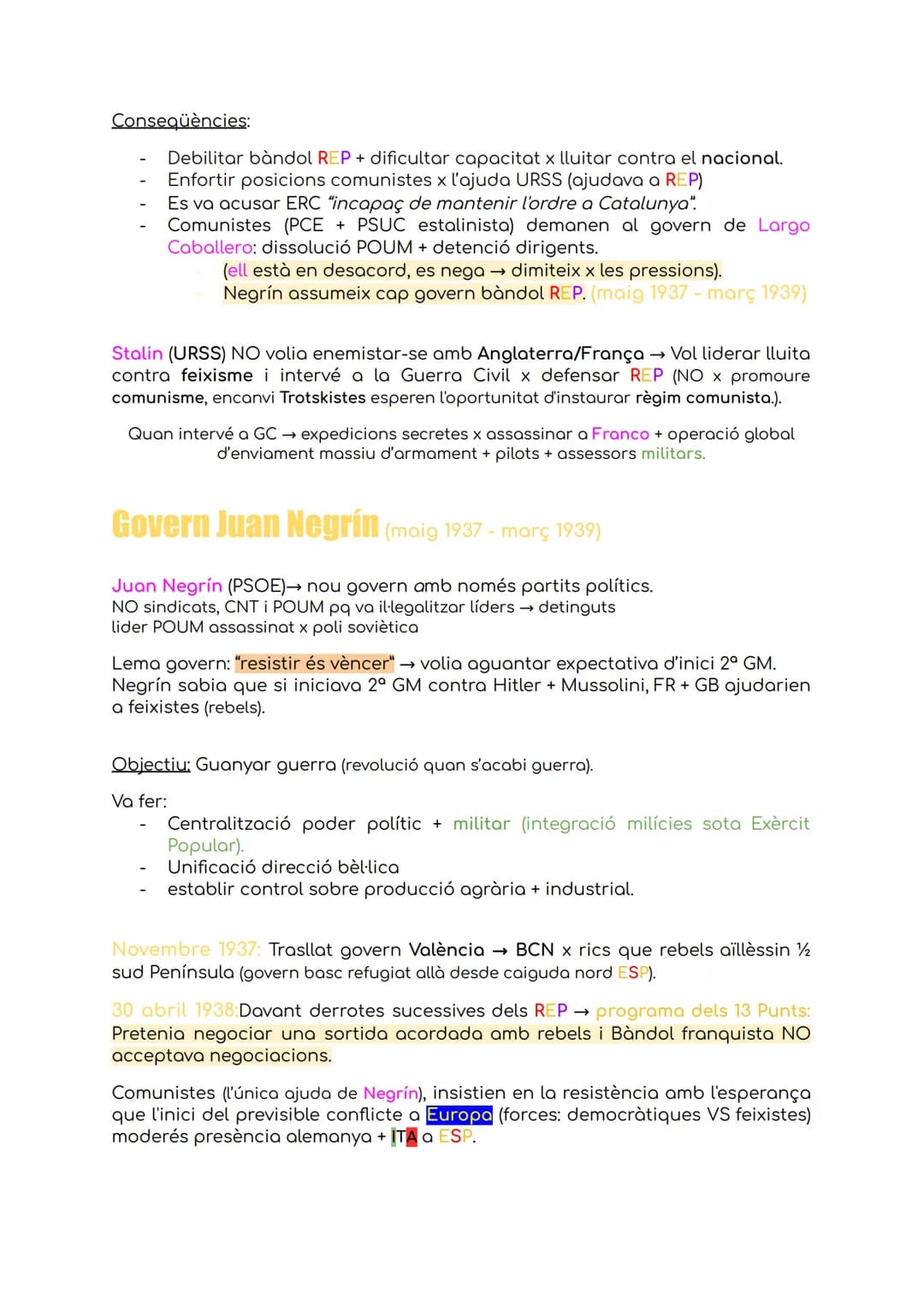 HISTÒRIA T4: La Guerra Civil
CAUSES:
Desequilibris socioeconòmics d'ESP.
Oposició grups socials privilegiats → reformisme Republicà.
Privile
