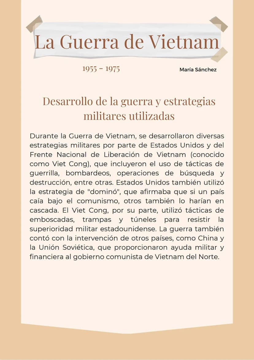 La Guerra de Vietnam
1955 - 1975
María Sánchez
Contexto histórico y político
La Guerra de Vietnam fue un conflicto bélico que tuvo
lugar ent