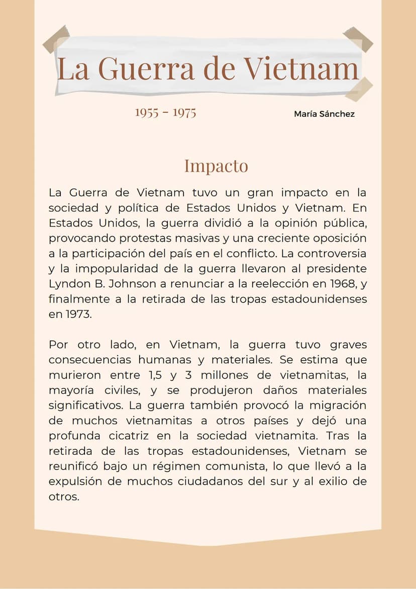 La Guerra de Vietnam
1955 - 1975
María Sánchez
Contexto histórico y político
La Guerra de Vietnam fue un conflicto bélico que tuvo
lugar ent
