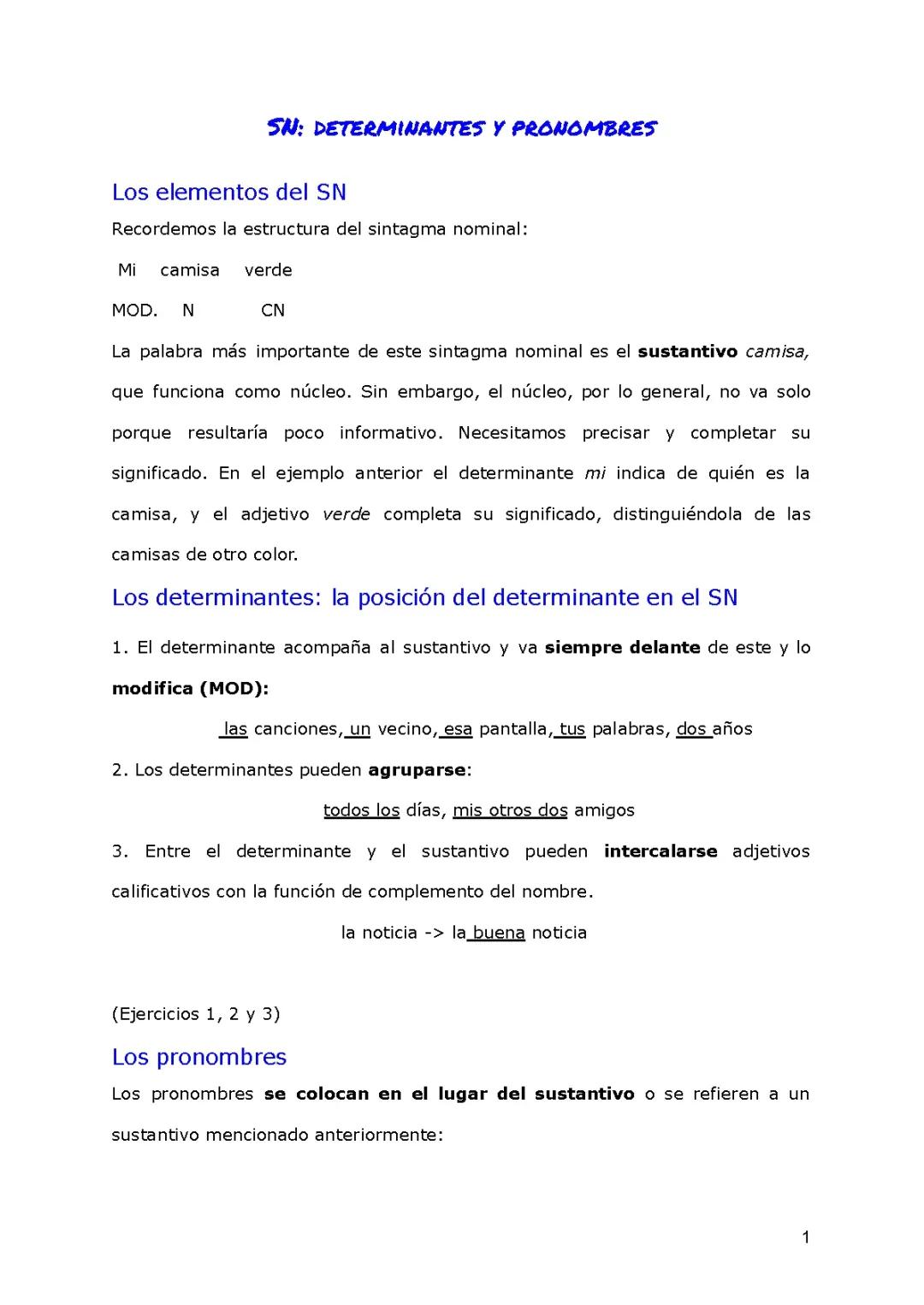 Aprende sobre la estructura del sintagma nominal y los pronombres en español