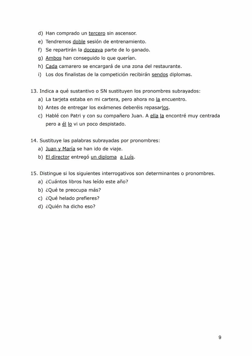 SN: DETERMINANTES Y PRONOMBRES
Los elementos del SN
Recordemos la estructura del sintagma nominal:
Mi camisa verde
MOD. N
La palabra más imp