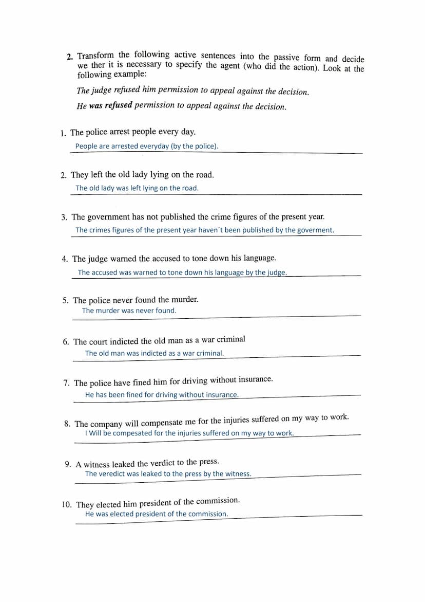 THE PASSIVE VOICE (IN LAW):
The Passive
In the previous text we find several examples of the use of the passive in English. It is
important 
