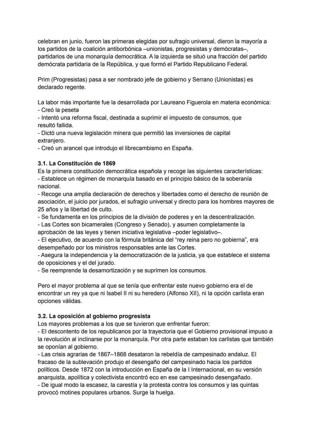 TEMA 6.2: SEXENIO
REVOLUCIONARIO (1868-74)
2. La Gloriosa, septiembre de 1868
Entre las causas de la revolución pueden citarse:
- La crisis 