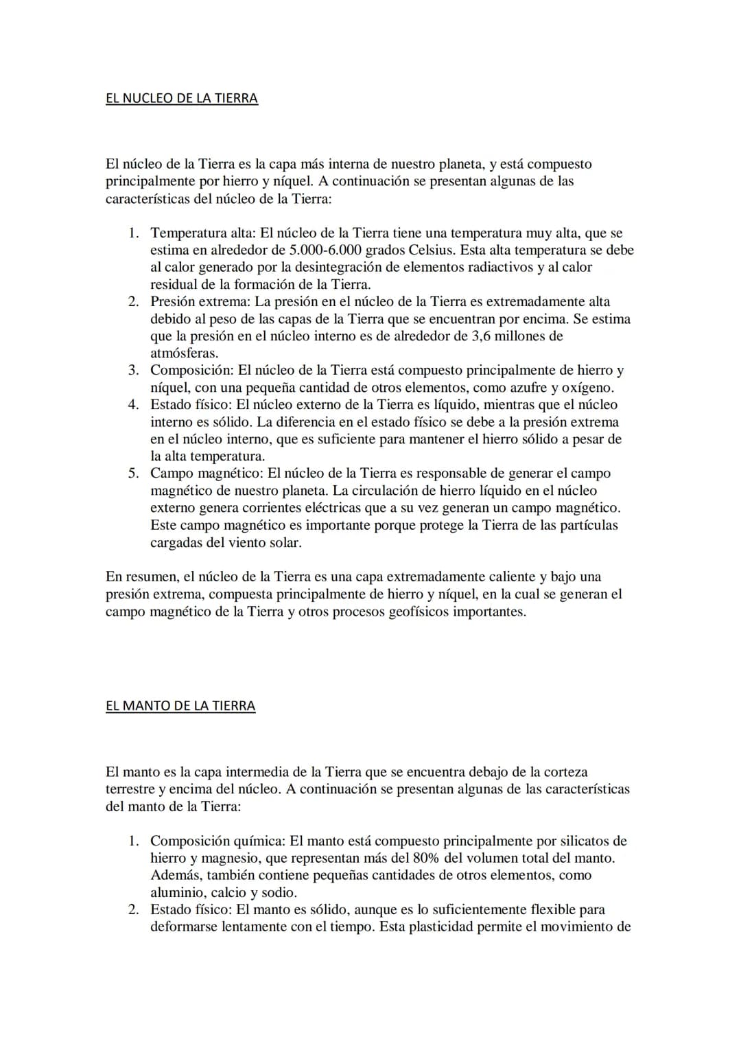 LAS CAPAS DE LA TIERRA
La Tierra se compone de varias capas internas, cada una con diferentes características y
propiedades:
1. Corteza: Es 