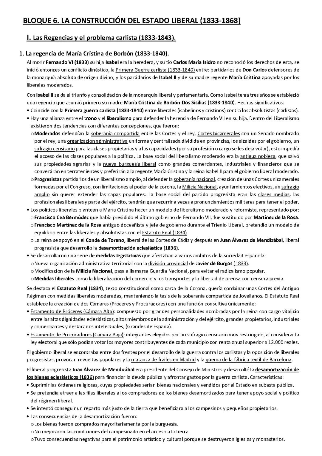 Tema Las Regencias y el problema carlista